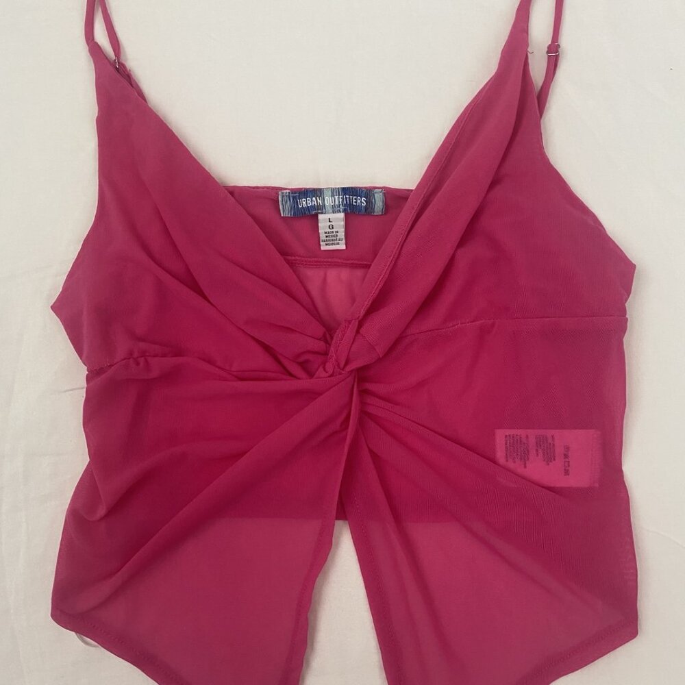 Urban Outfitters Hot Pink Twist top Sheer Size:L